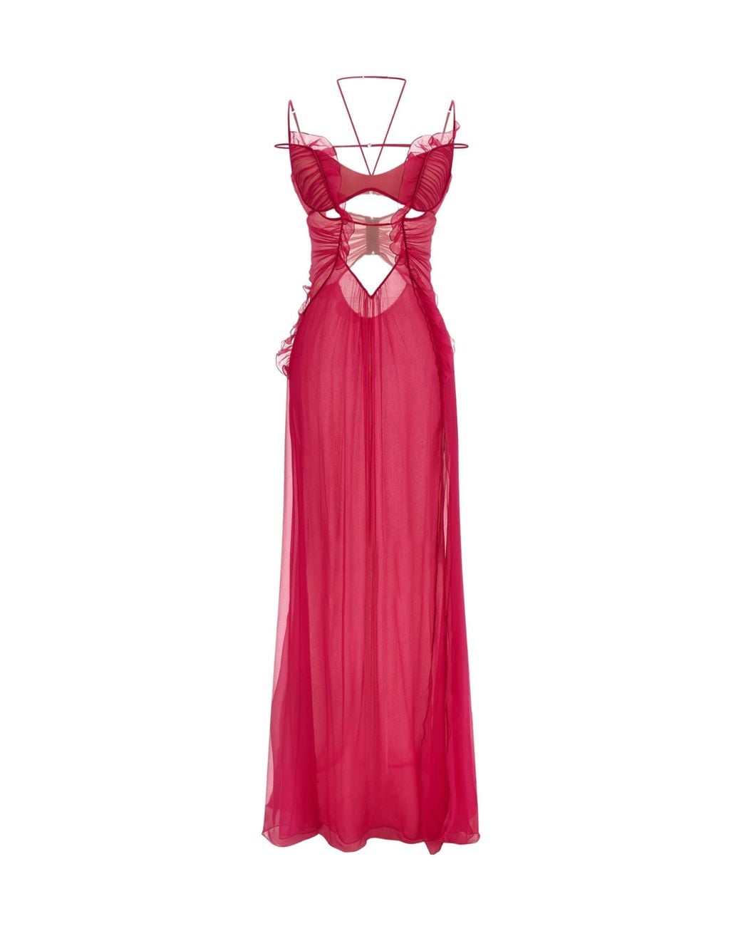 Nensi Dojaka Pink Cut-Out Frilled Gown