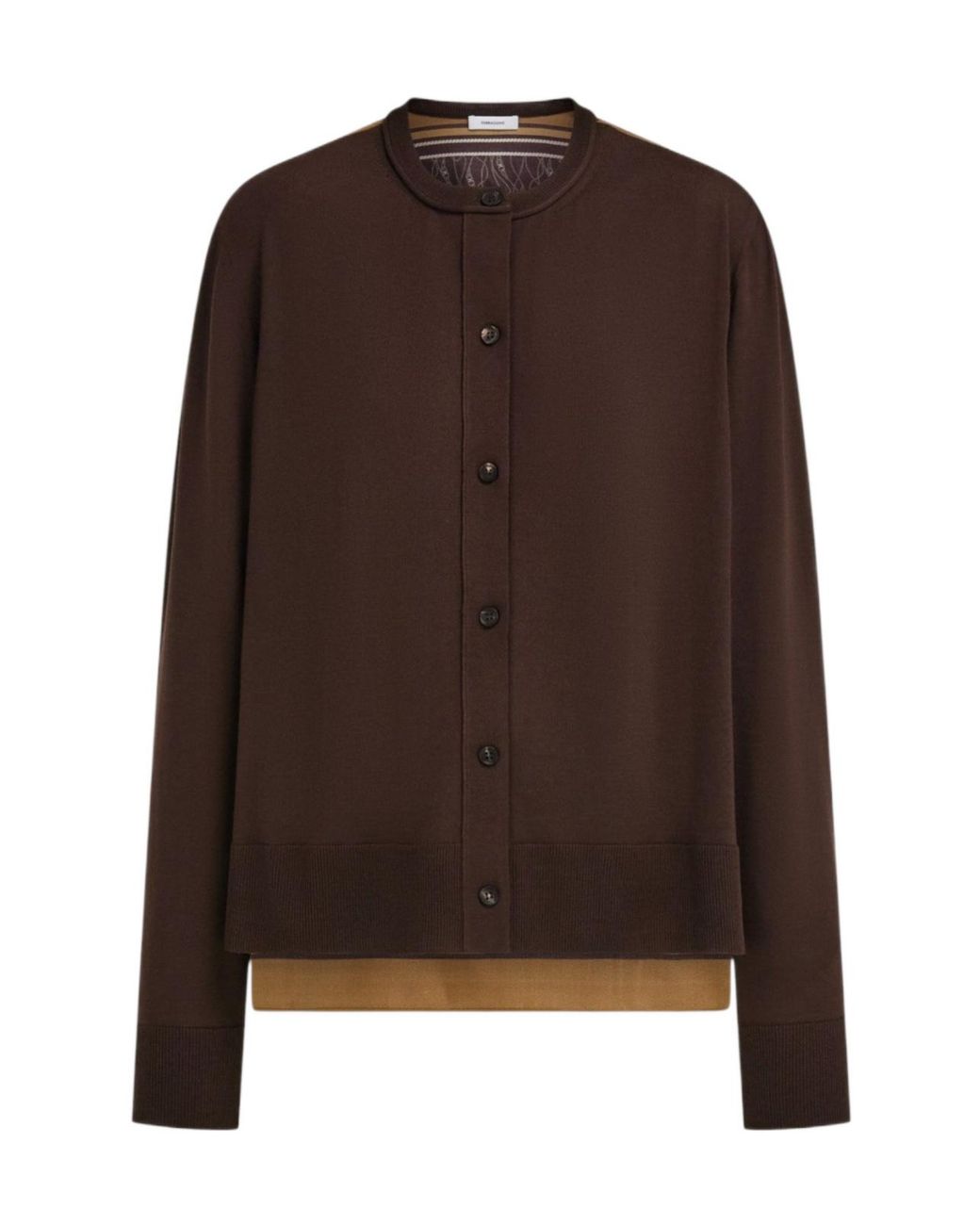Ferragamo Brown Cardigan With Silk Panel Detail
