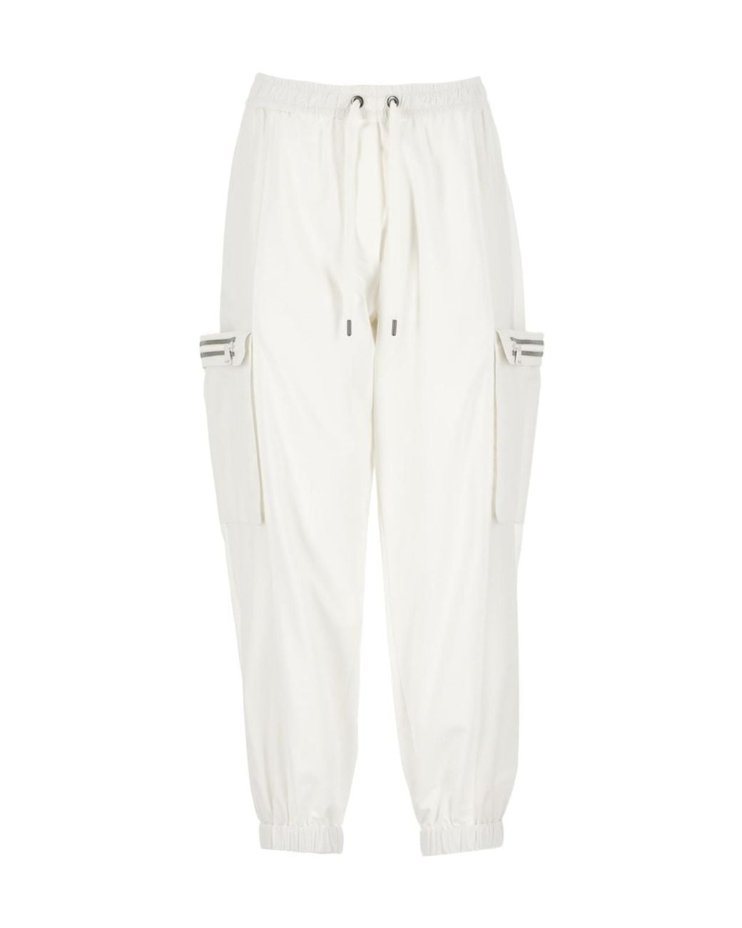 Brunello Cucinelli White Drawstring Cargo Pants