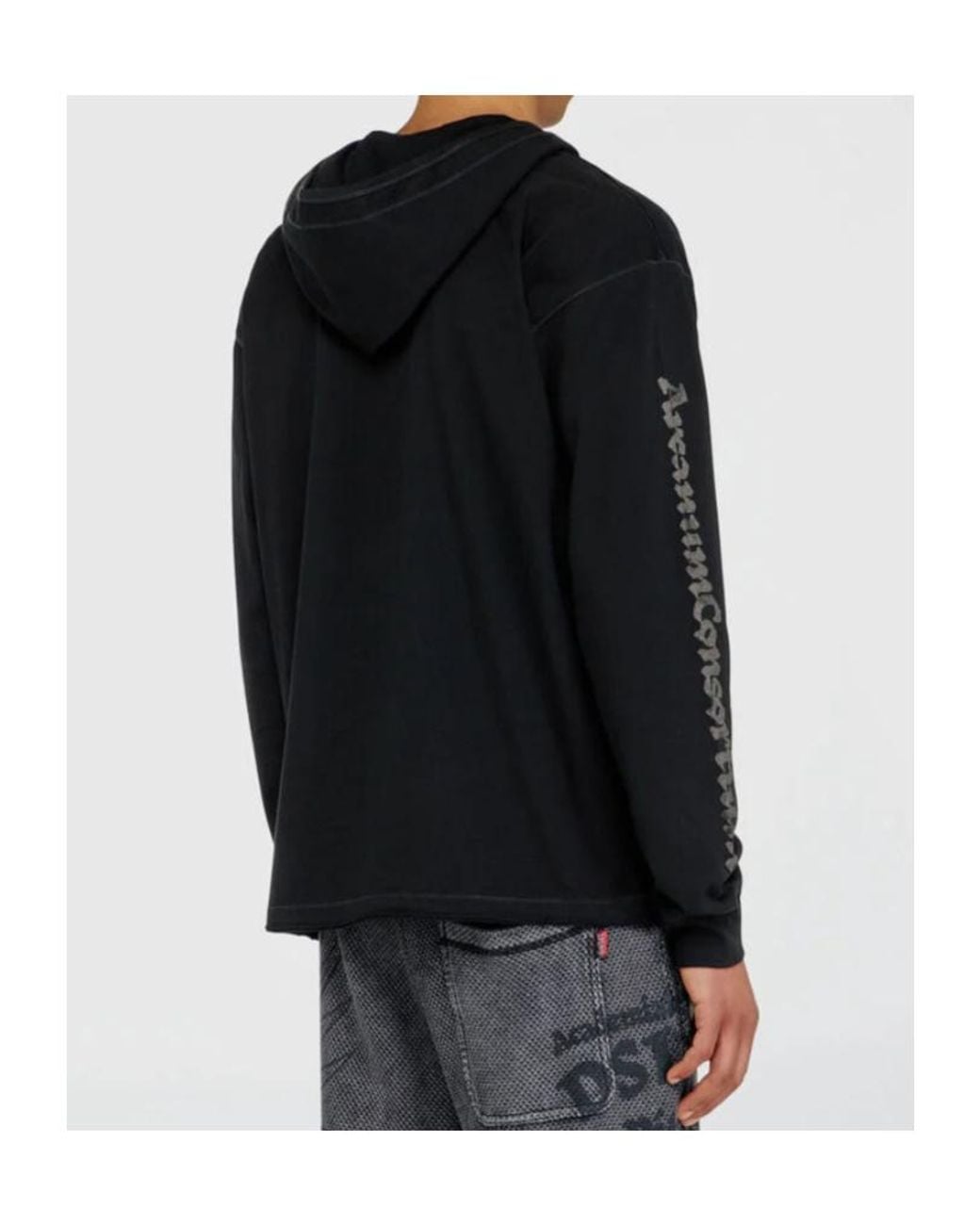 DIESEL Blue Embroidered-Patch V-Neck Hoodie for men