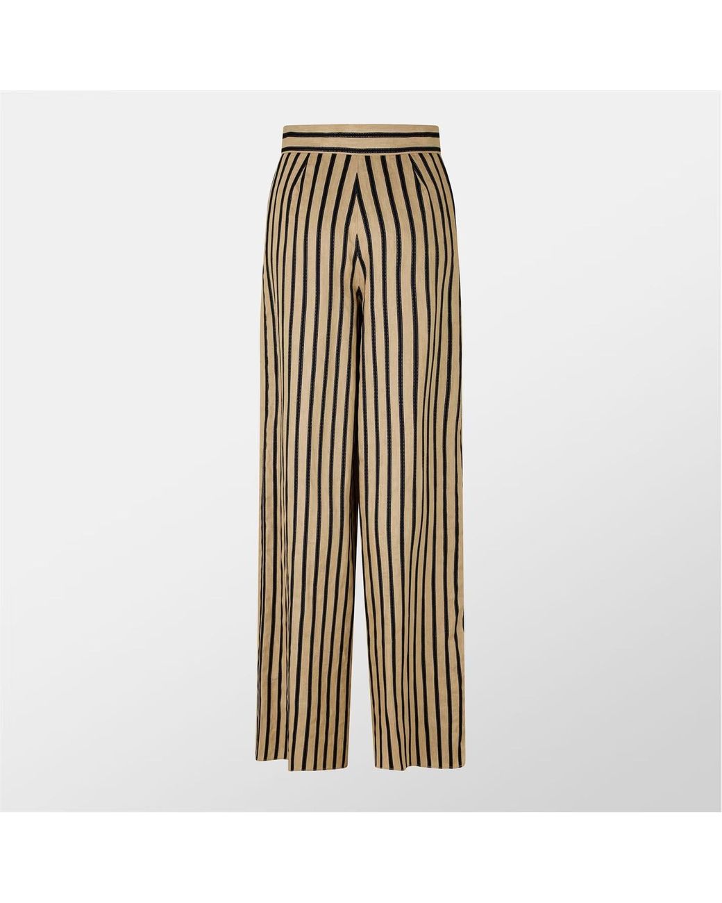 Max Mara Natural Cestino Striped Palazzo Trousers