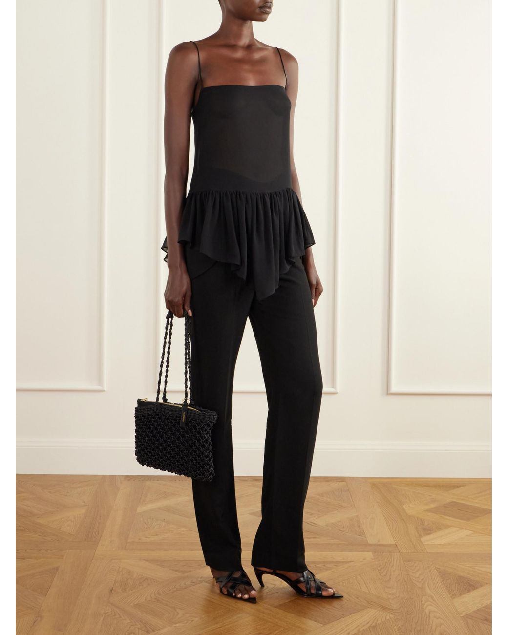 TOVE Black Knot-Detail Casual Trousers