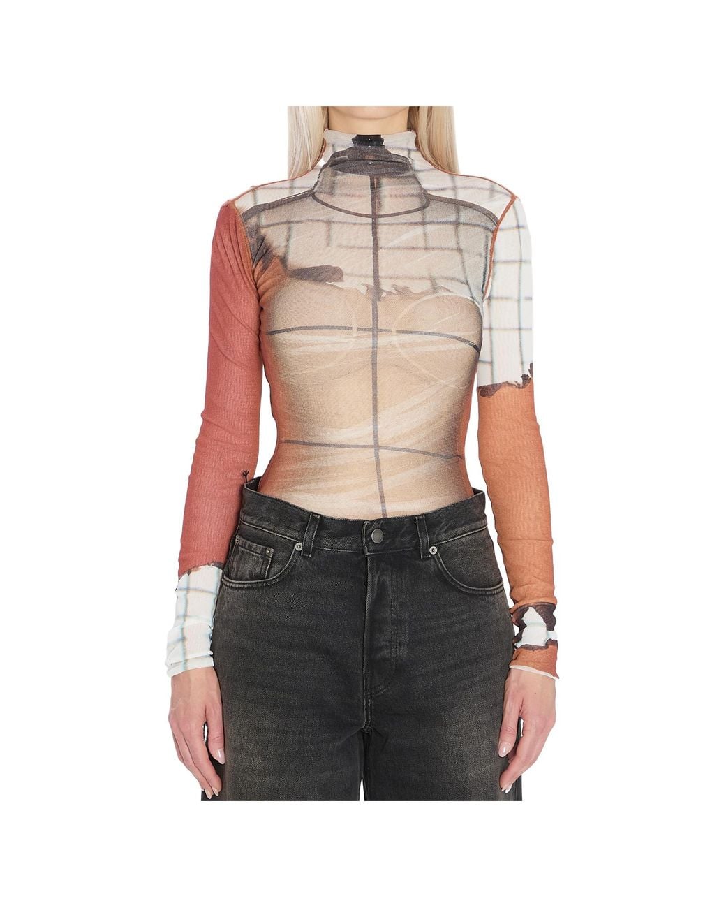Jean Paul Gaultier Multicolor Printed Bodysuit
