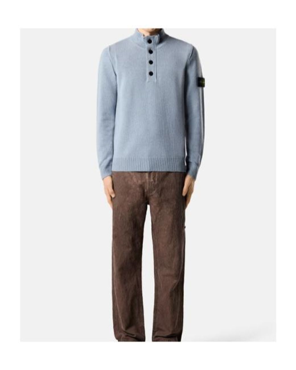 Stone Island Blue High-Neck Knitted Jumper for men