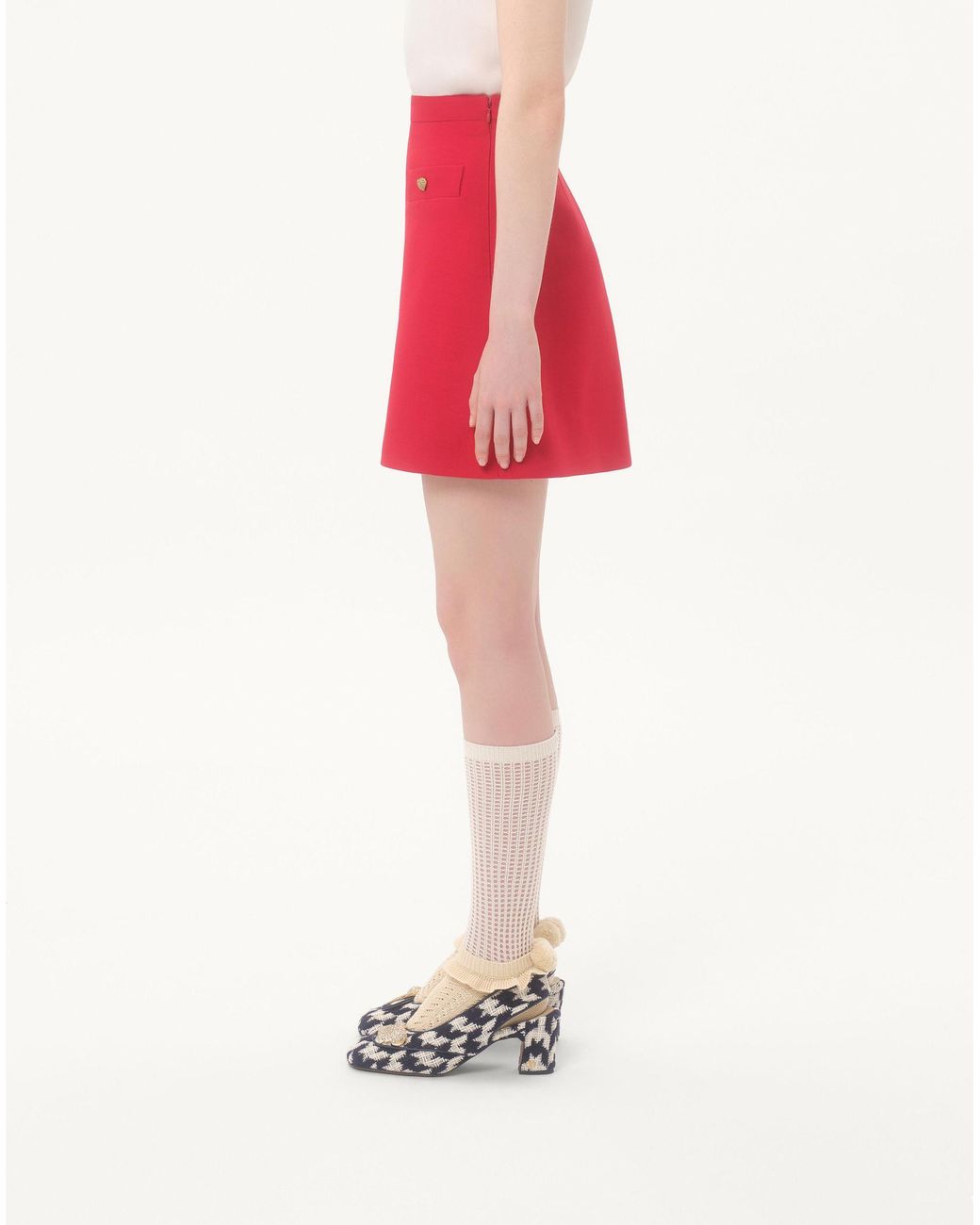 Valentino Red Crepe Couture Heart Motif Mini Skirt