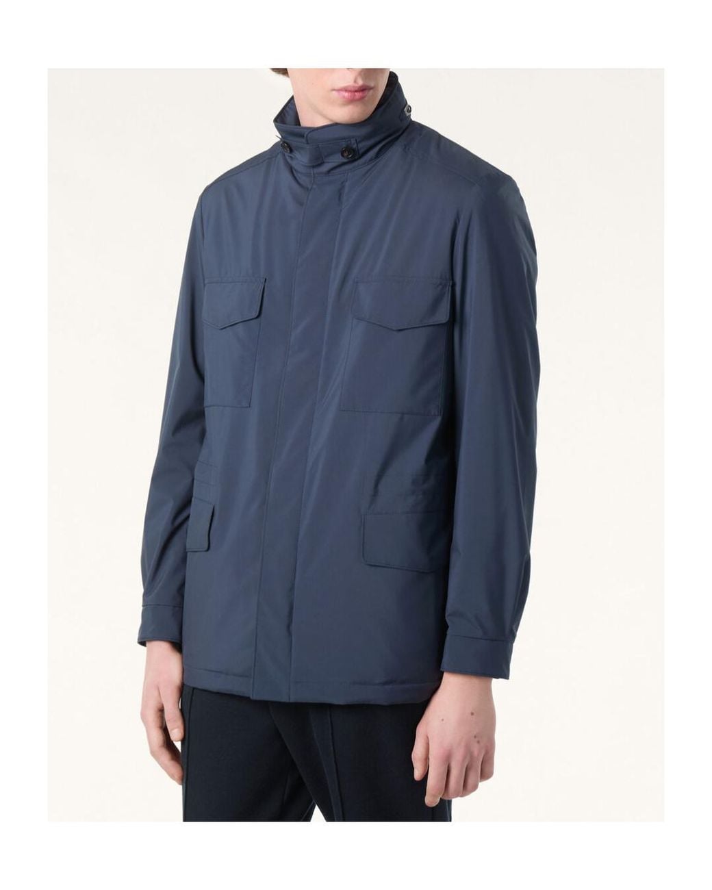 Loro Piana Blue Traveller High-Neck Jacket for men
