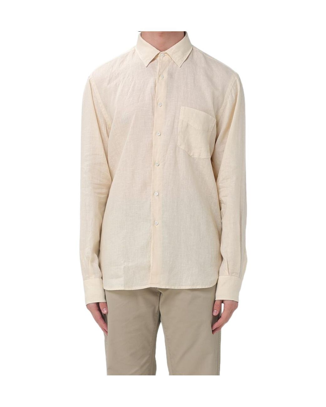 Aspesi Natural Long-Sleeve Linen Shirt for men