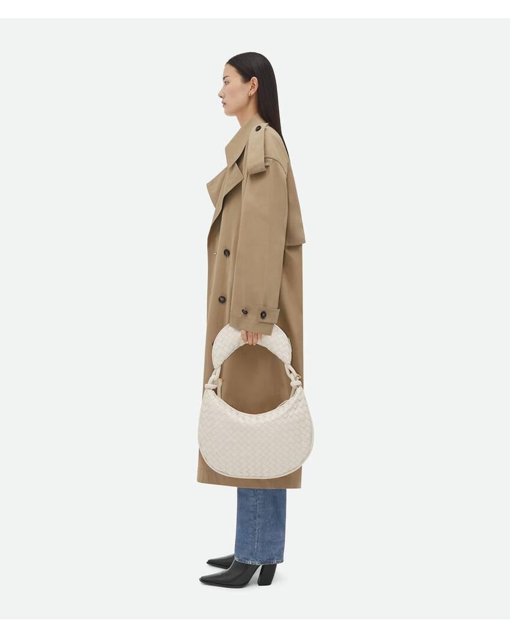 Bottega Veneta White Woven Pattern Shoulder Bag