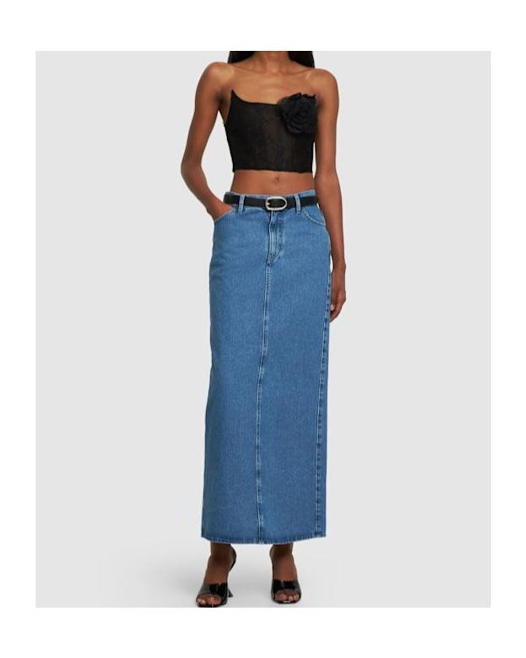 GIUSEPPE DI MORABITO Blue Wool Blend Denim Skirt