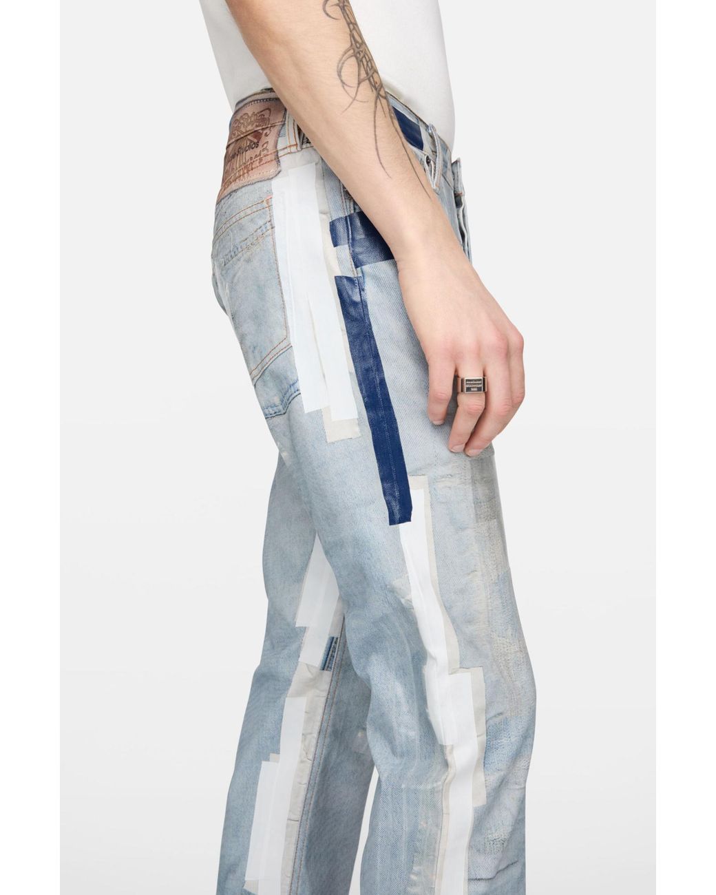 Acne Blue Trompe-L'Œil Tape Jeans for men