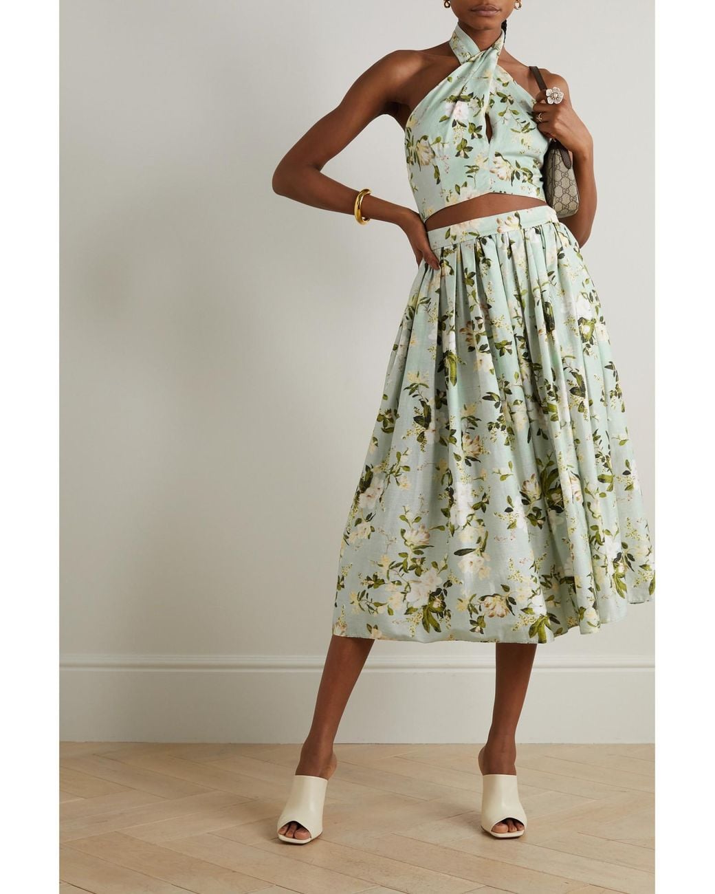 Erdem Green Short Halter Top
