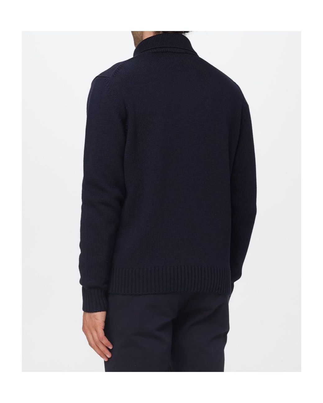 Zanone Blue Long-Sleeve Single-Breasted Cardigan for men