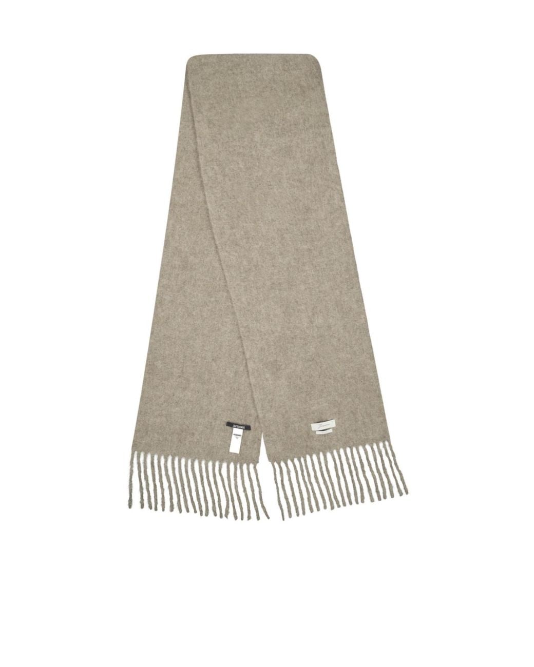 Jacquemus White Fringe-Long Scarf