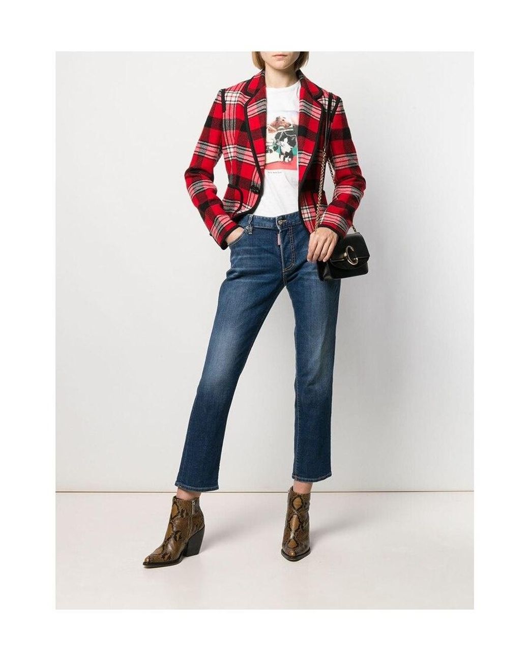 DSquared² Blue Mid-Rise Cropped Jeans