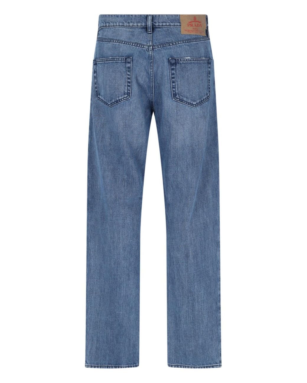 Prada Blue Logo Patch Straight Leg Jeans for men