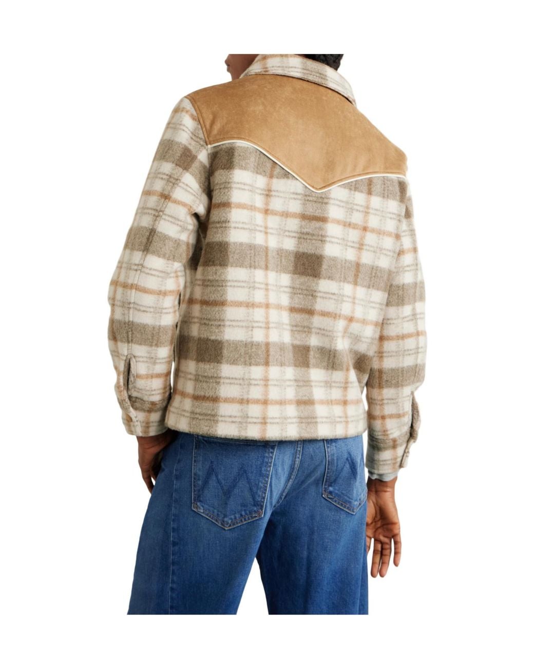 Mother Natural Suede-Trimmed Checked Fleece Jacket