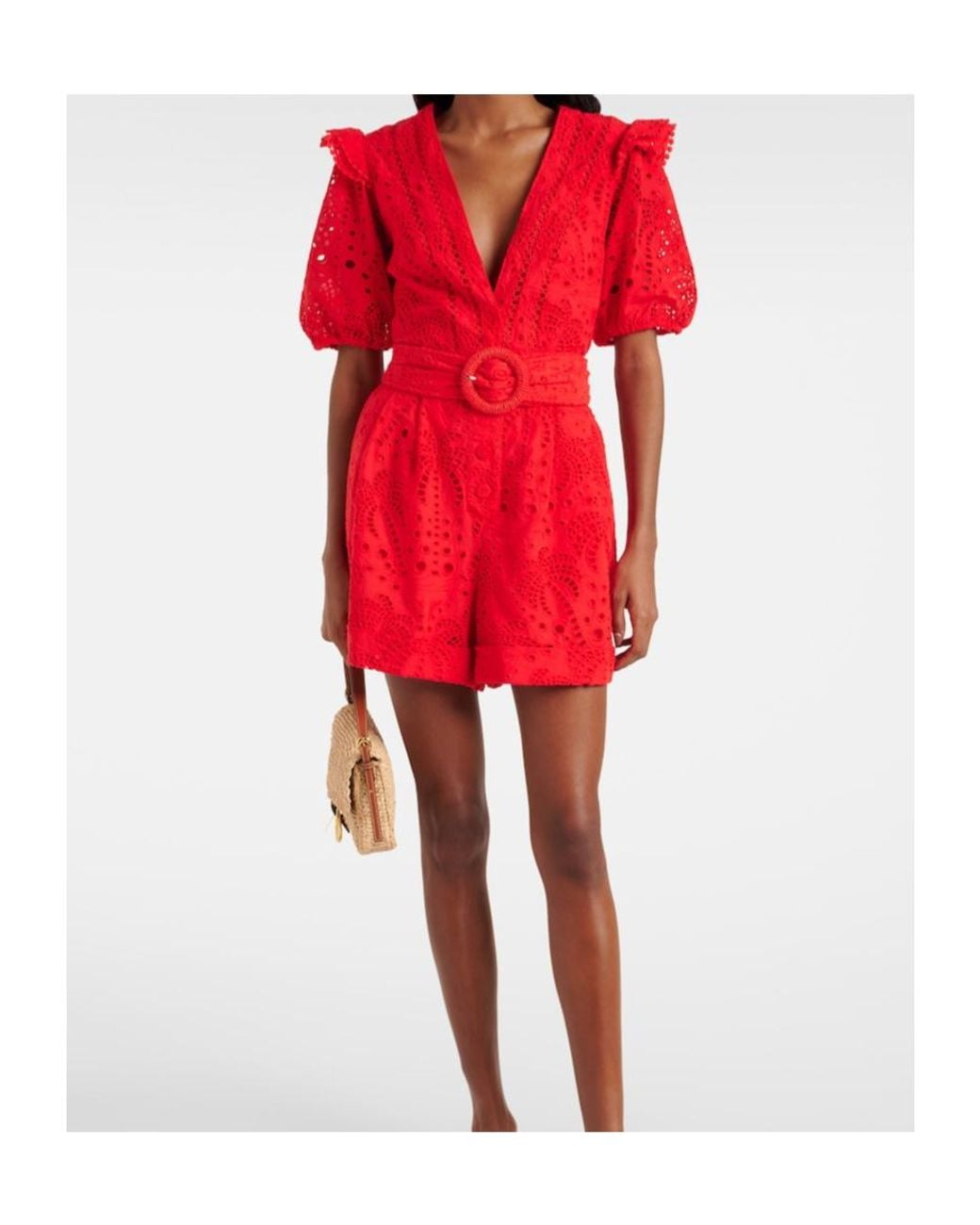 Farm Rio Red Broderie Anglaise Cotton Romper
