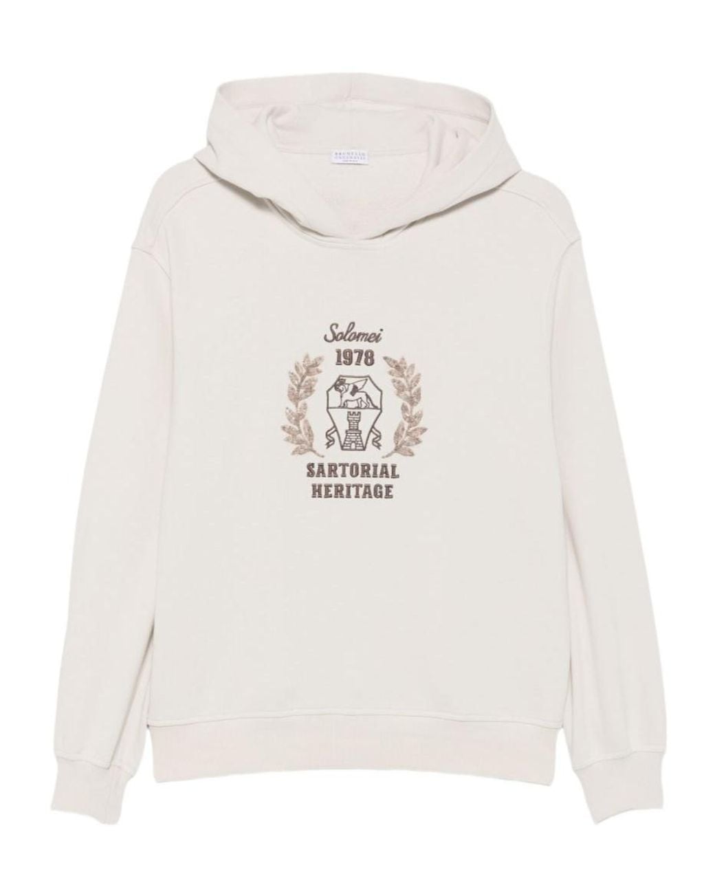 Brunello Cucinelli White Logo-Embroidered Sequin-Embellished Hoodie