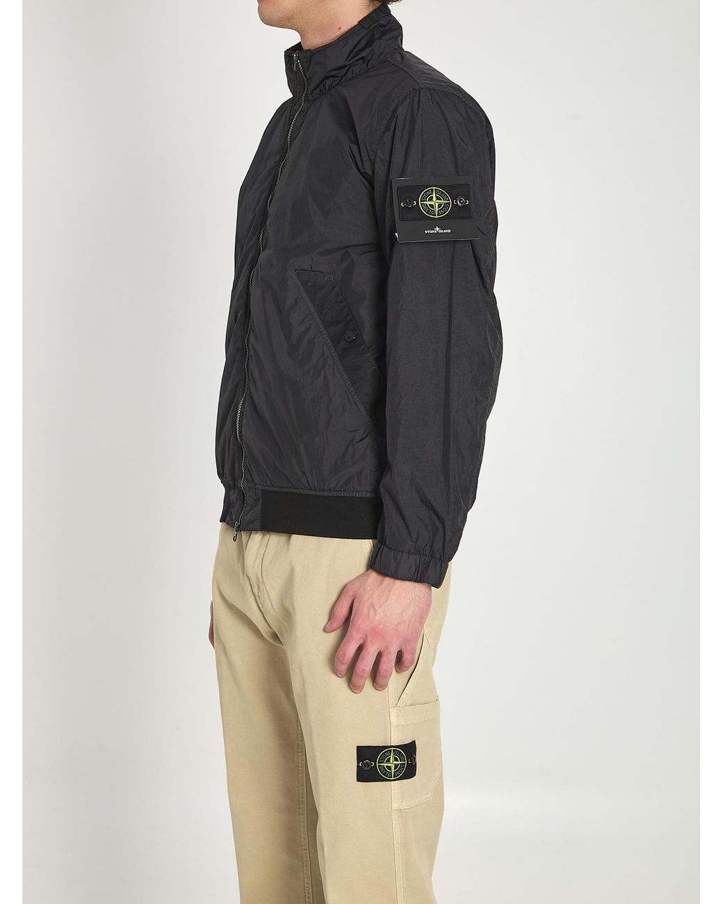 Stone Island Black Lightweight Nylon Rep Jacket for men