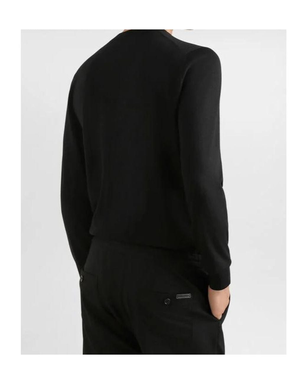Dolce & Gabbana Black Logo Embroidered Crewneck Pullover for men