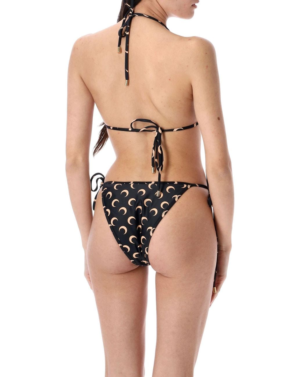 MARINE SERRE White Moon-Print Triangle Bikini