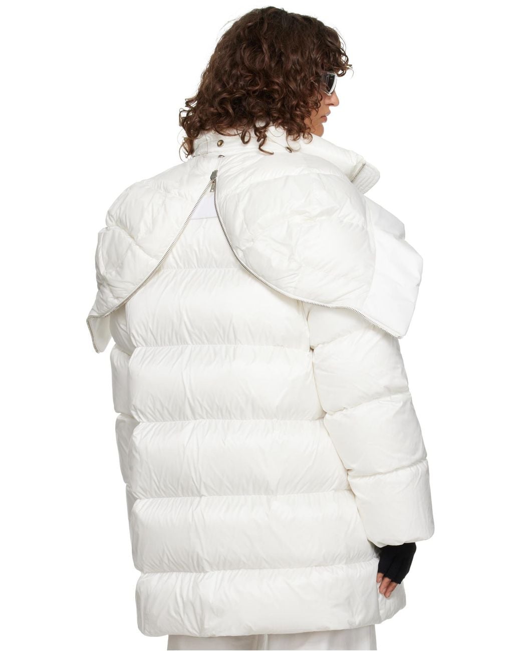 Moncler White Moncler Rick Owens Hooded Cyclopic Coat