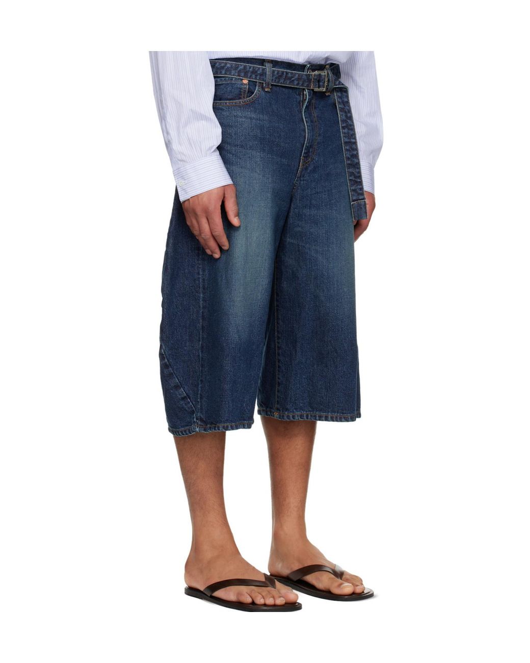 Sacai Blue Denim Shorts With Belt Loops for men