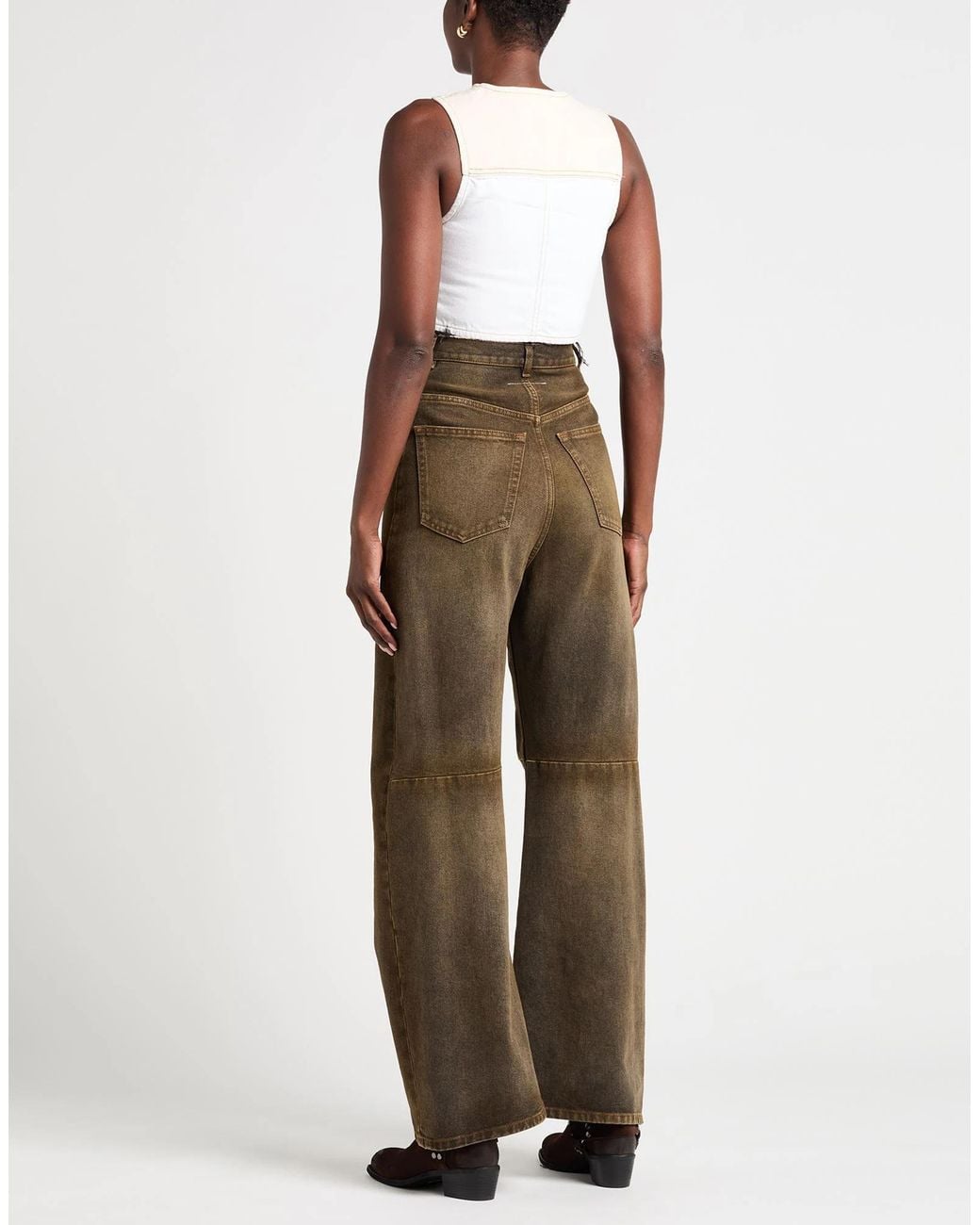 Ganni White Solid-Color Denim Sleeveless Top