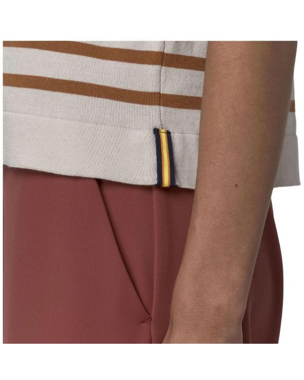K-Way White Striped Knitted Vest