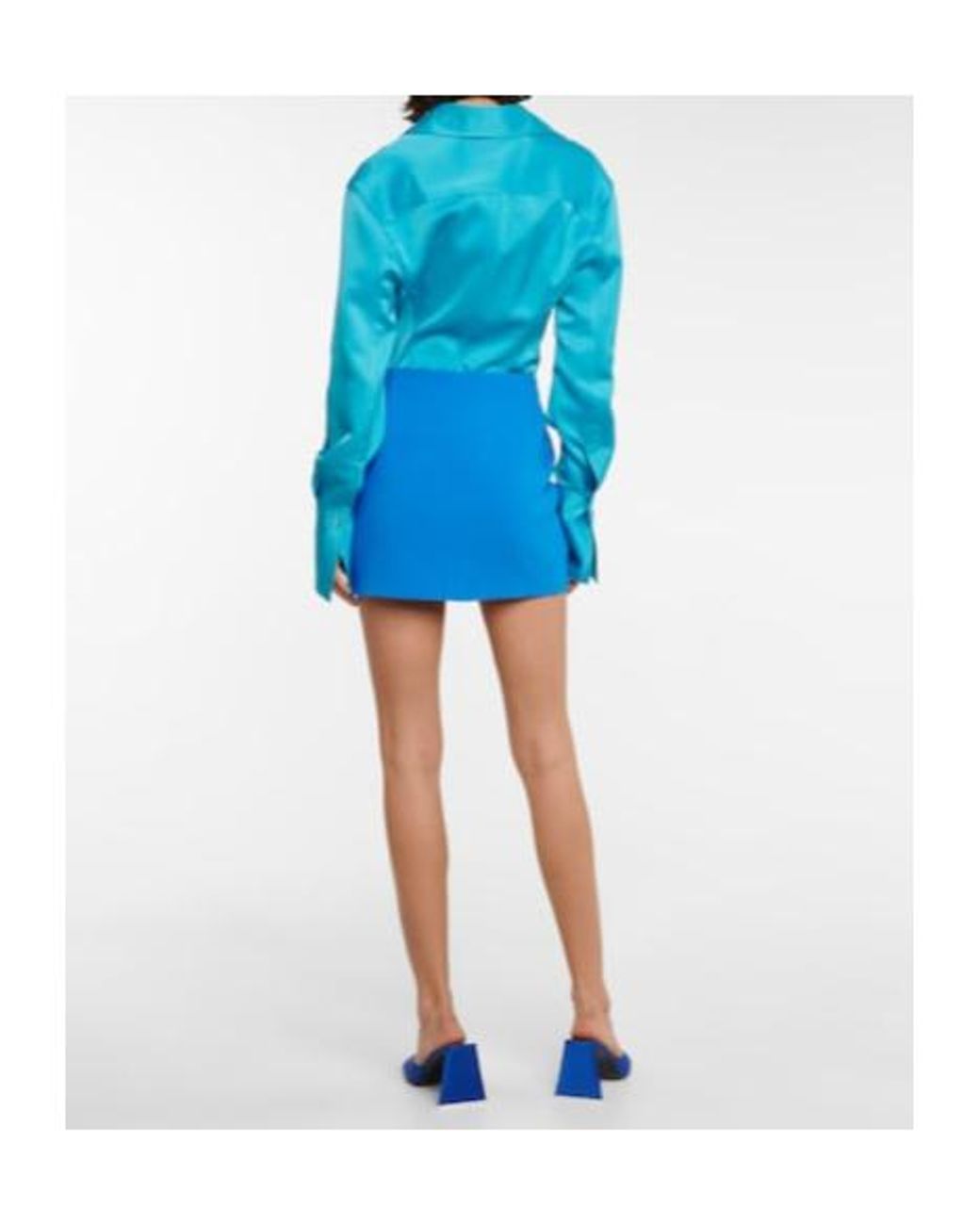 The Attico Blue Tech Crepe Mini Skirt