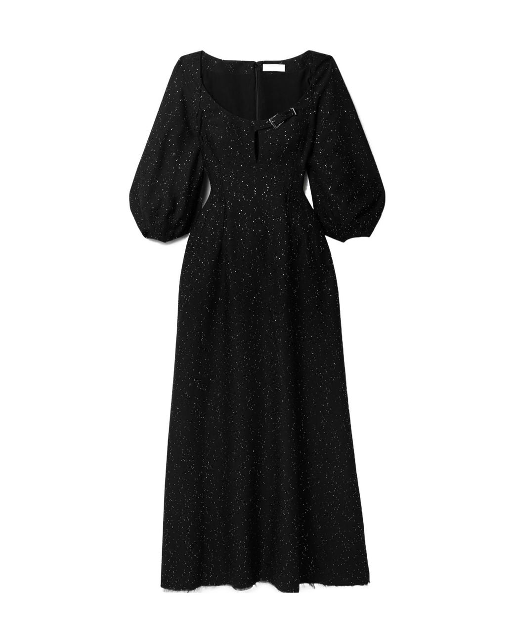 Gabriela Hearst Black Madyn Buckled Cutout Sequin-Embellished Wool-Blend Maxi Dress