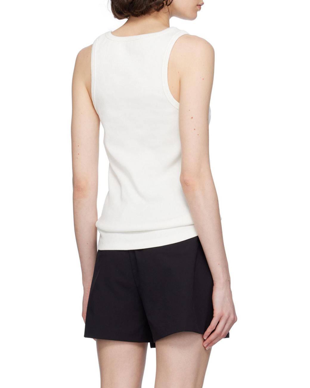 Moncler Gray Logo Embroidered Ribbed Tank Top