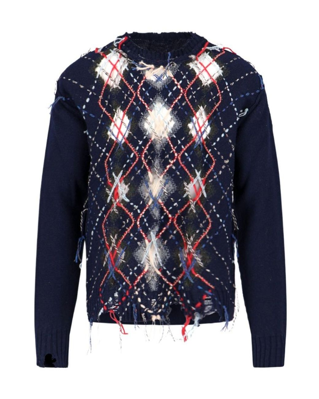 Maison Margiela Black Contrasting-Stitch Detailed Knitted Jumper for men