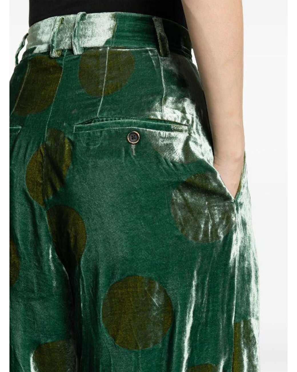 Uma Wang Green Pleated Zipper Casual Pants