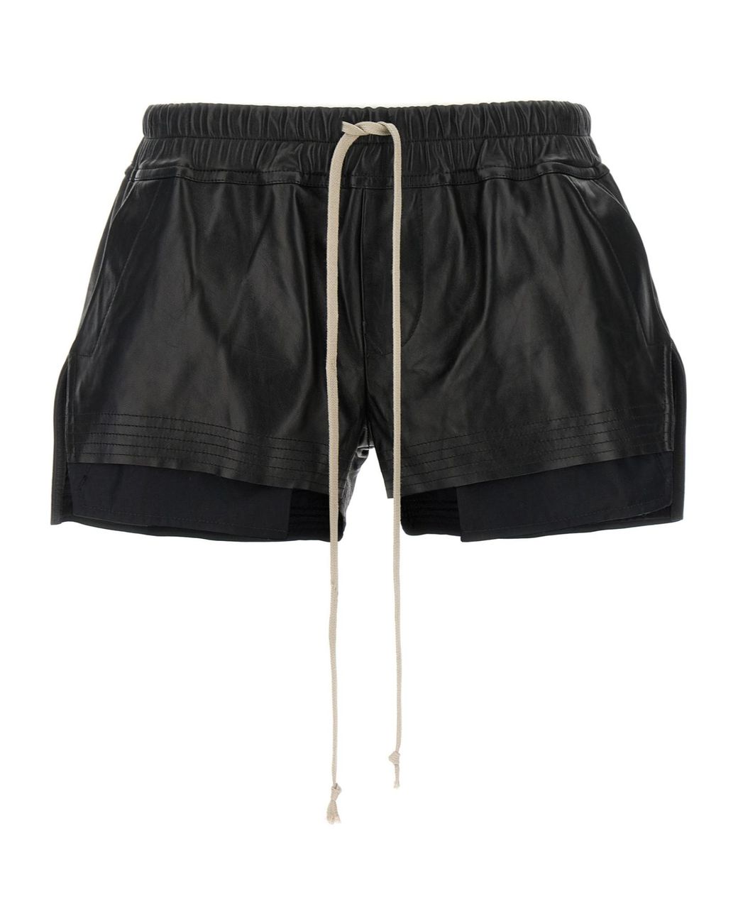 Rick Owens Black Vent Detail Drawstring Shorts