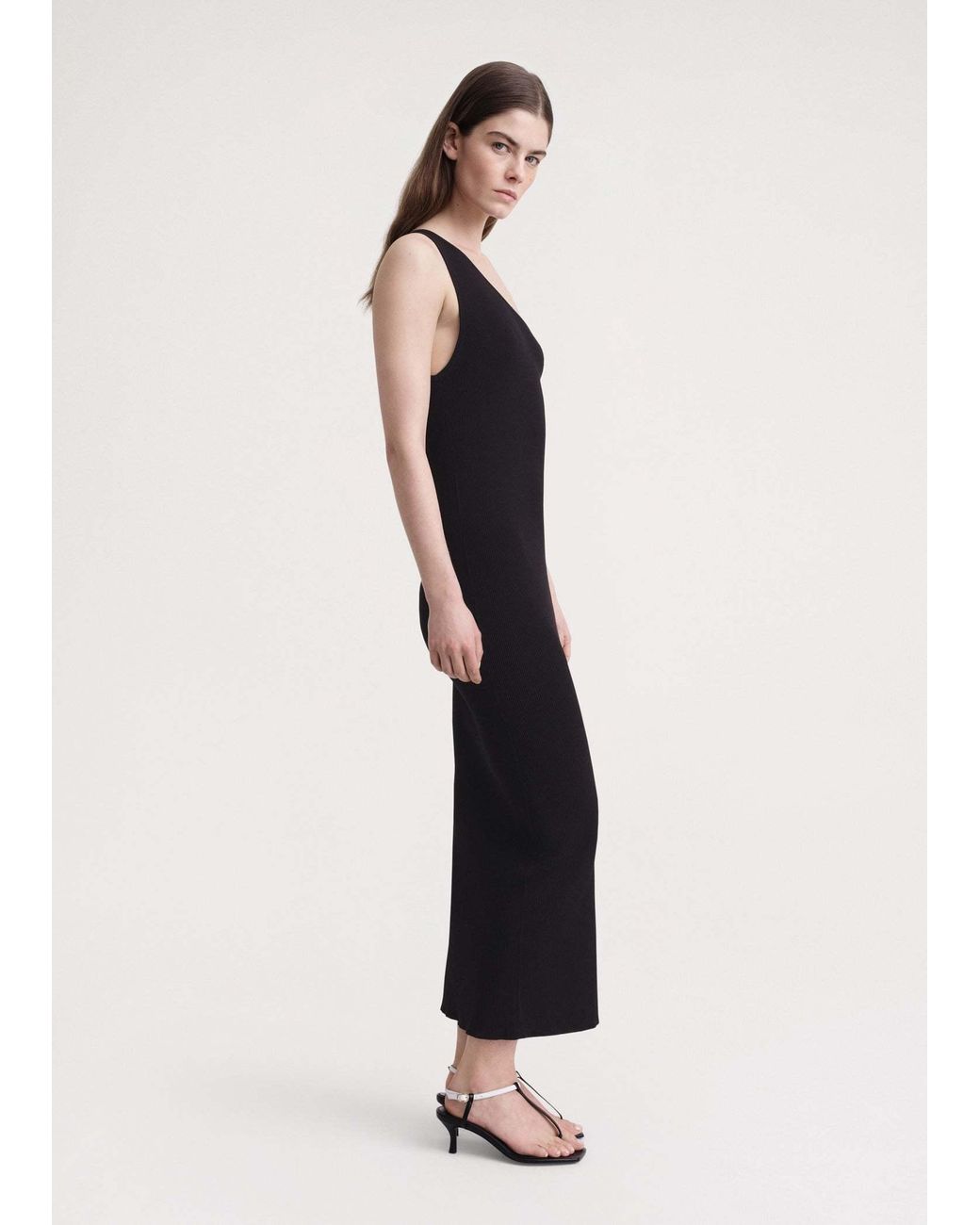 Totême Black One-Word Shoulder Rib Dress
