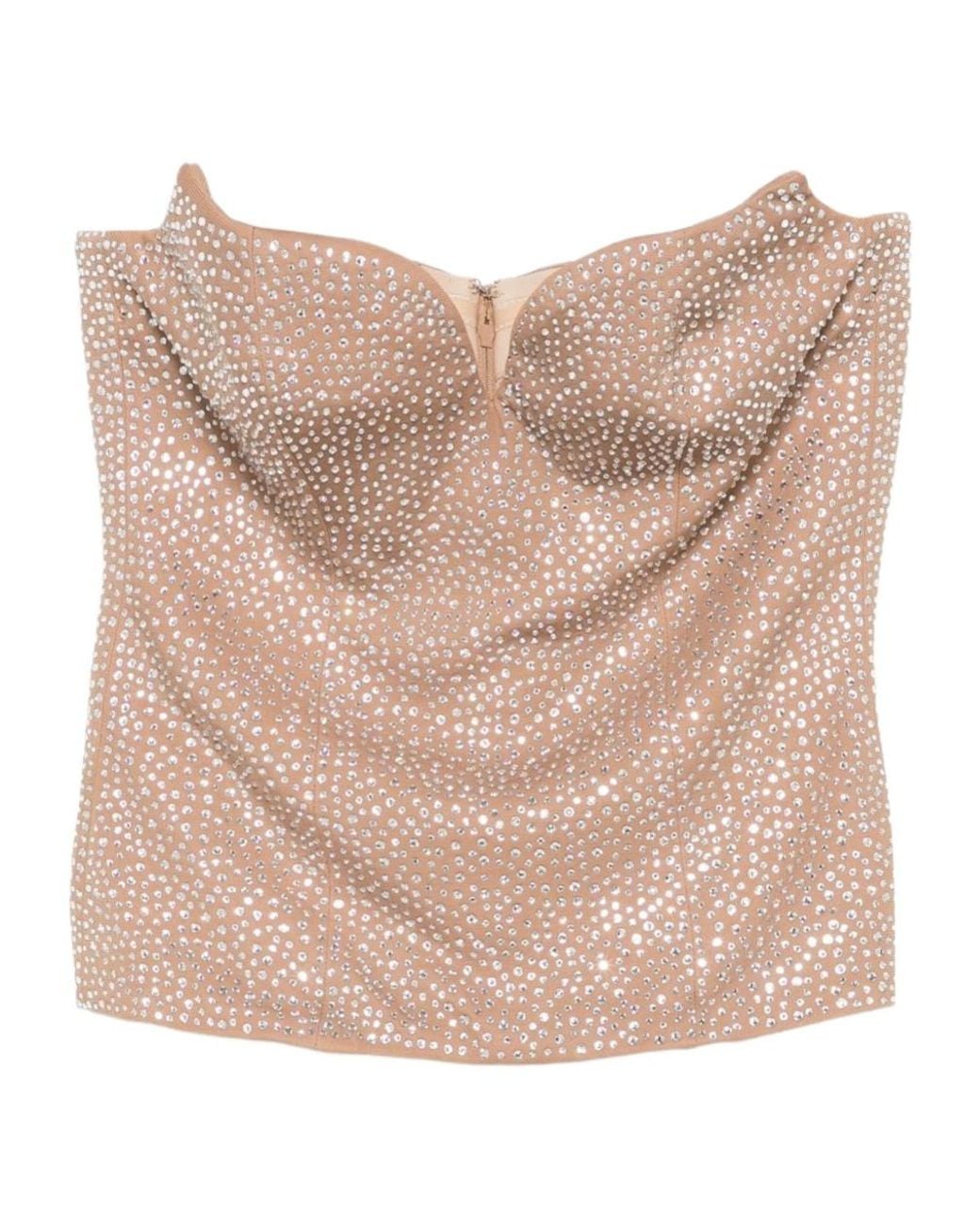 GIUSEPPE DI MORABITO Natural Embellished Strapless Top
