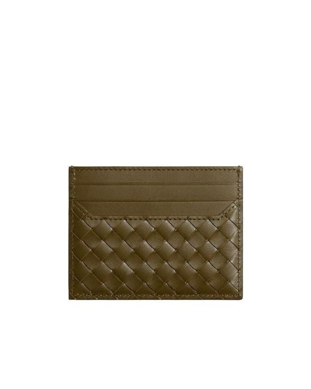 Bottega Veneta Green Intrecciato Piccolo Horizontal Card Case for men