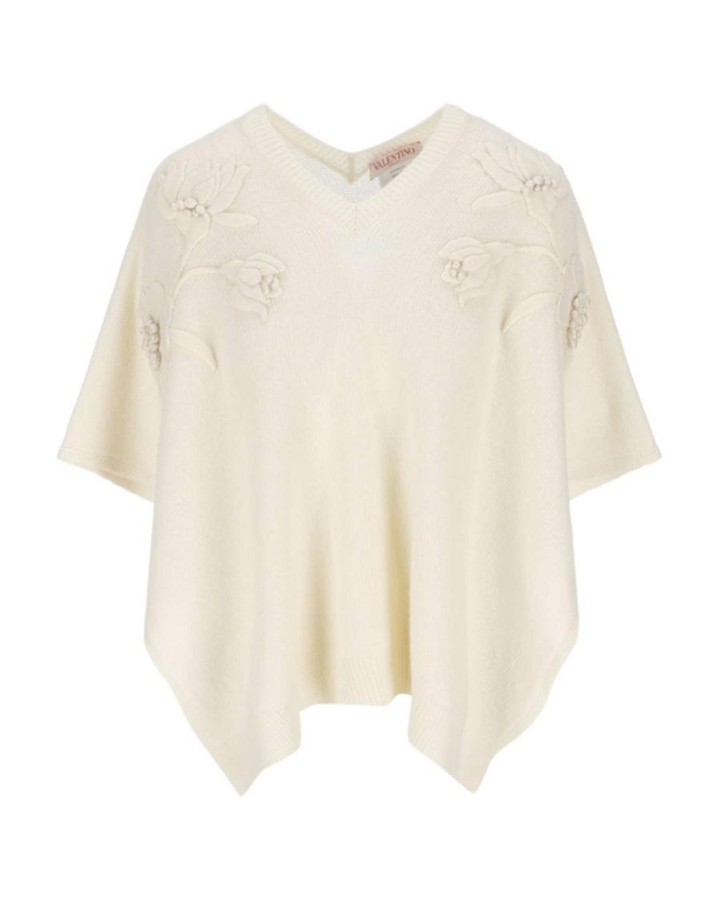 Valentino White V-Neck Knitted Pullover