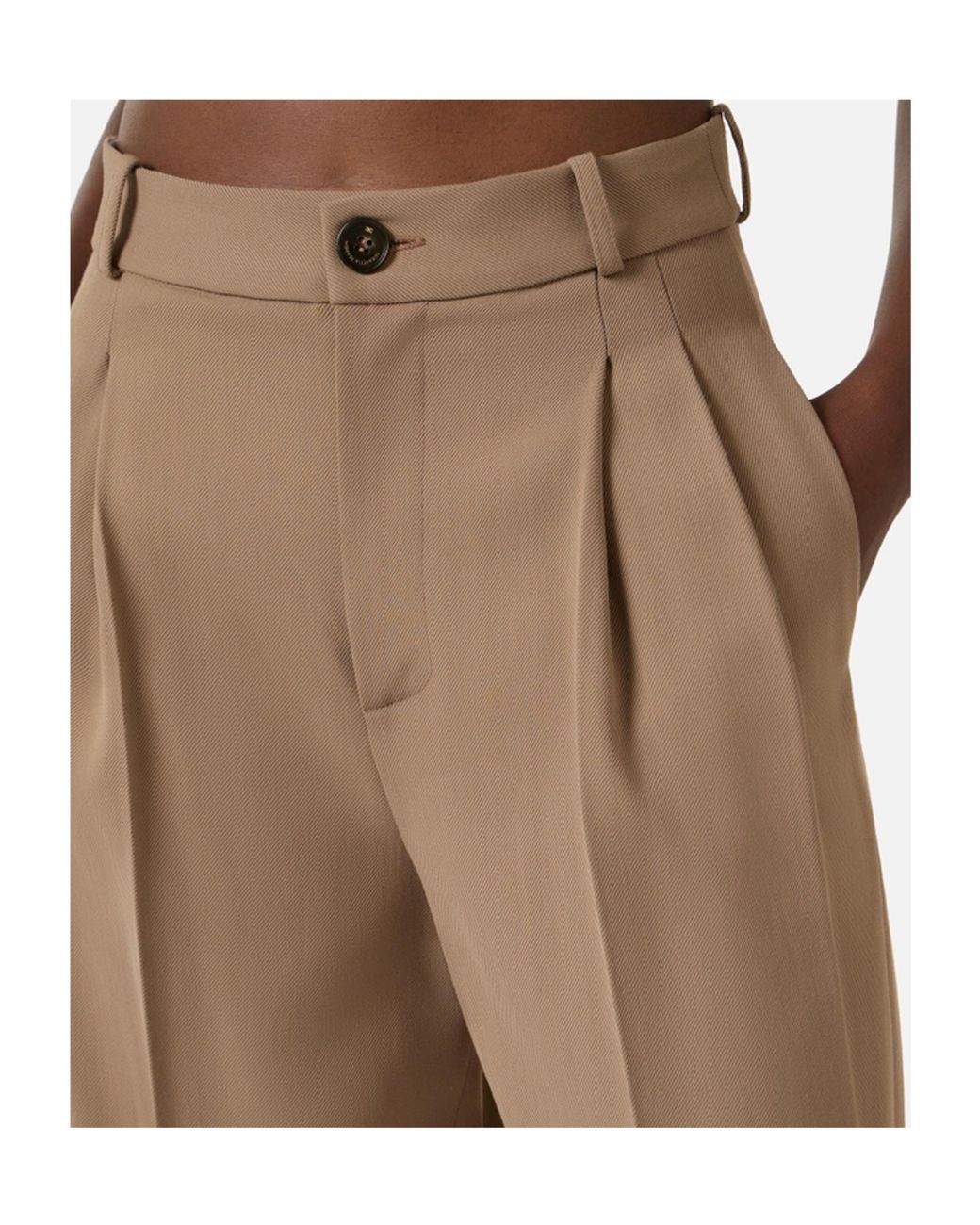 Elisabetta Franchi Natural Pleated Tailored Pants