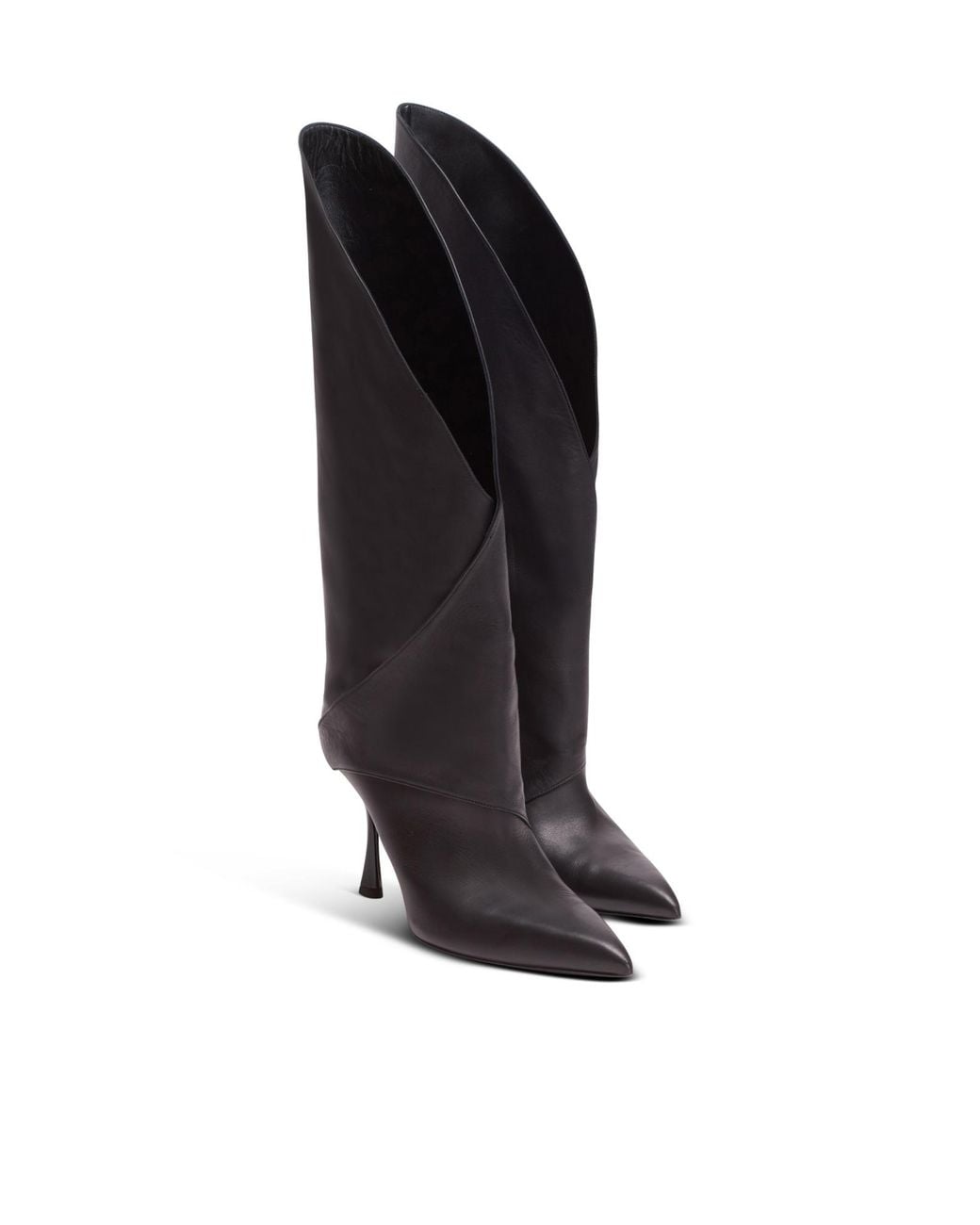 Balmain White Twist Heeled Leather Boots