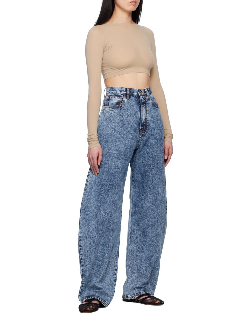 Alaïa White Alaïa Crewneck Cropped Knitted Top