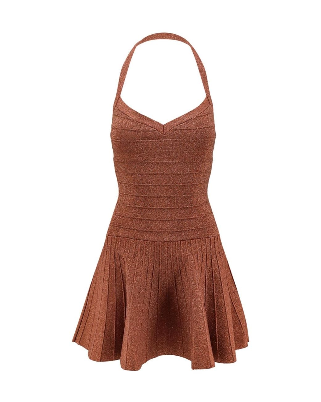 retroféte Brown Retrofete Textured Flared Mini Dress