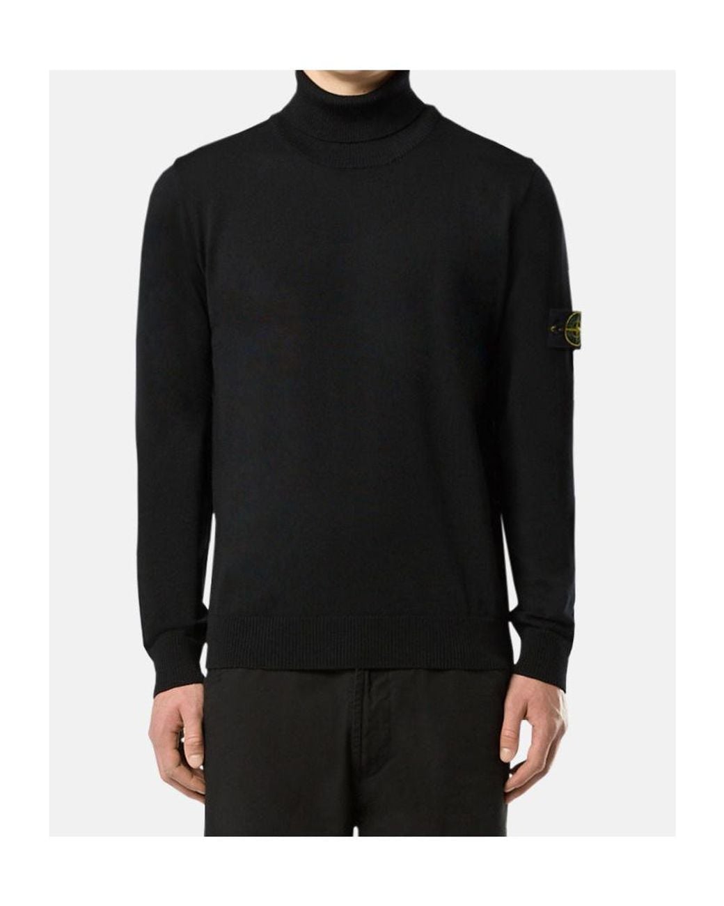 Stone Island Black Logo Patch Roll Neck Jumper for men