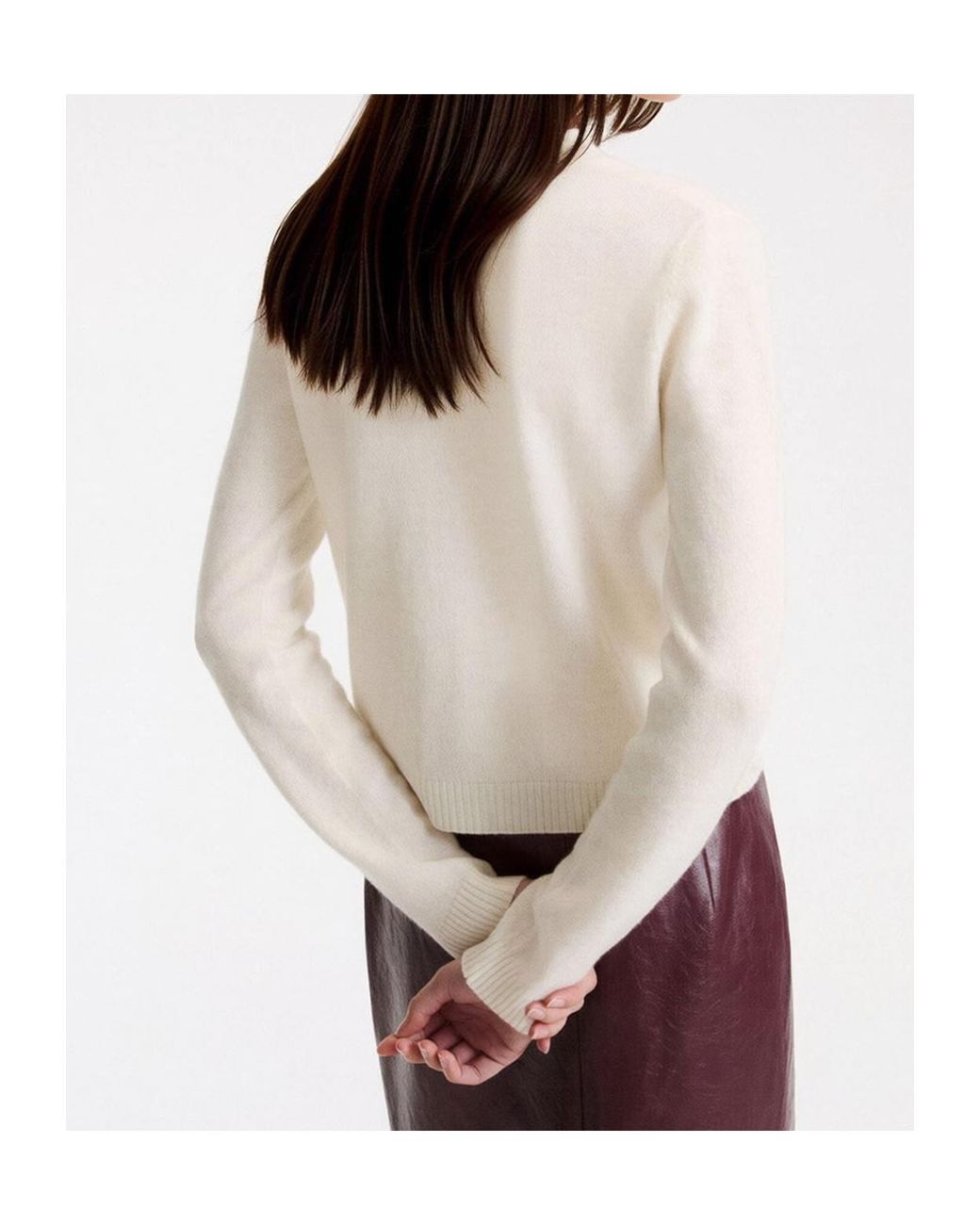 Marella White Ribbed-Knit Crew-Neck Top