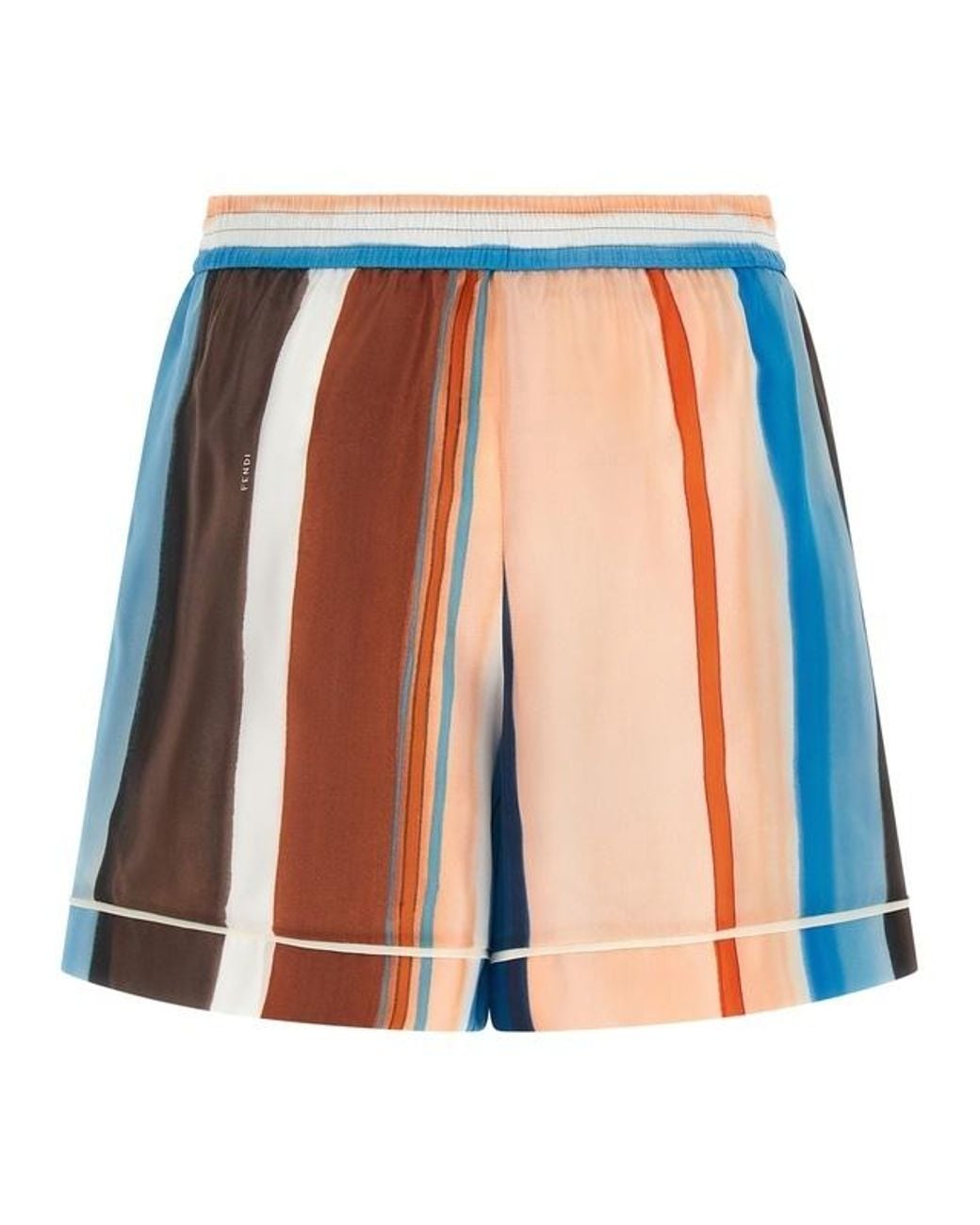 Fendi Blue Striped Elastic-Waist Shorts
