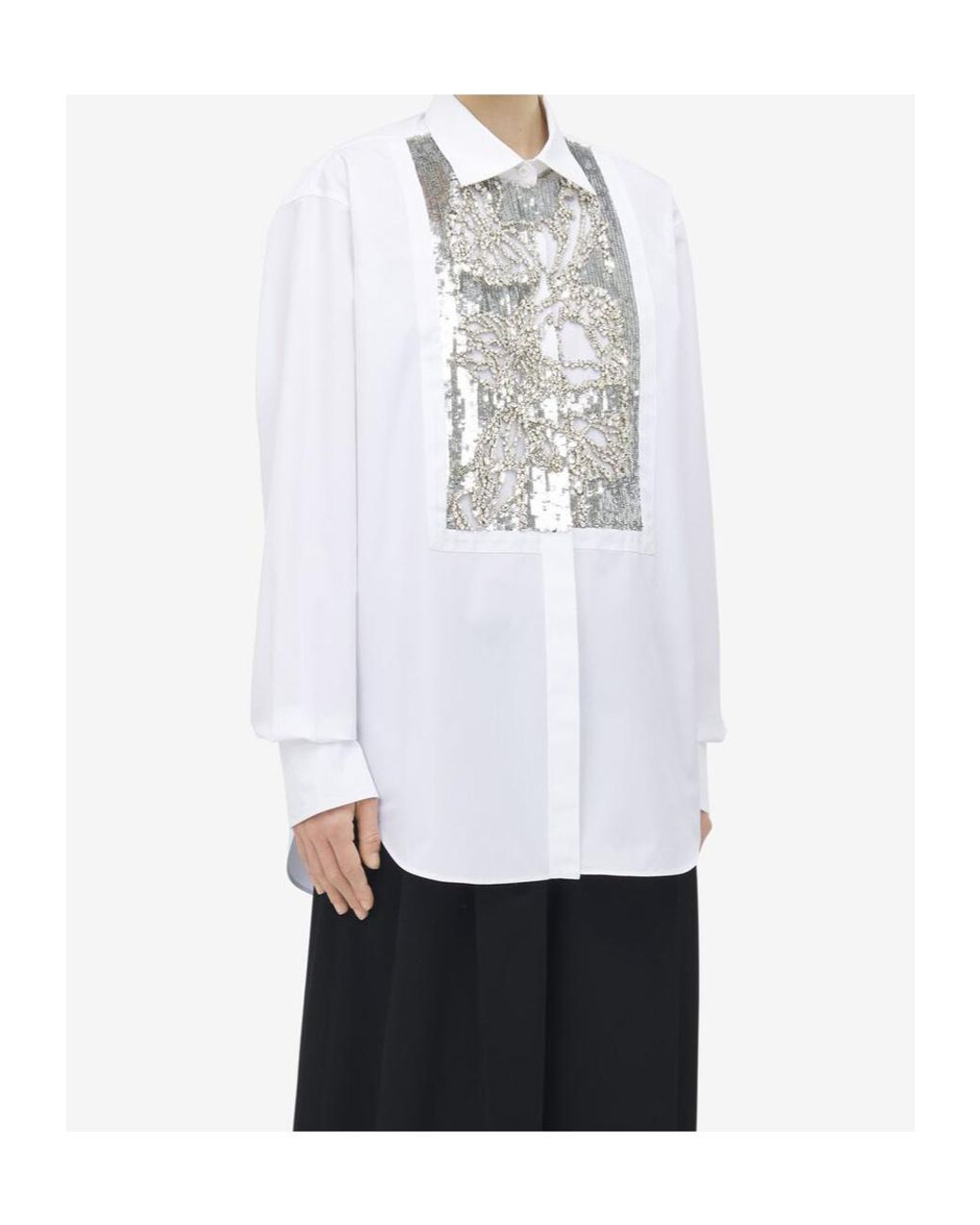 McQueen White Embellished Embroidered Shirt