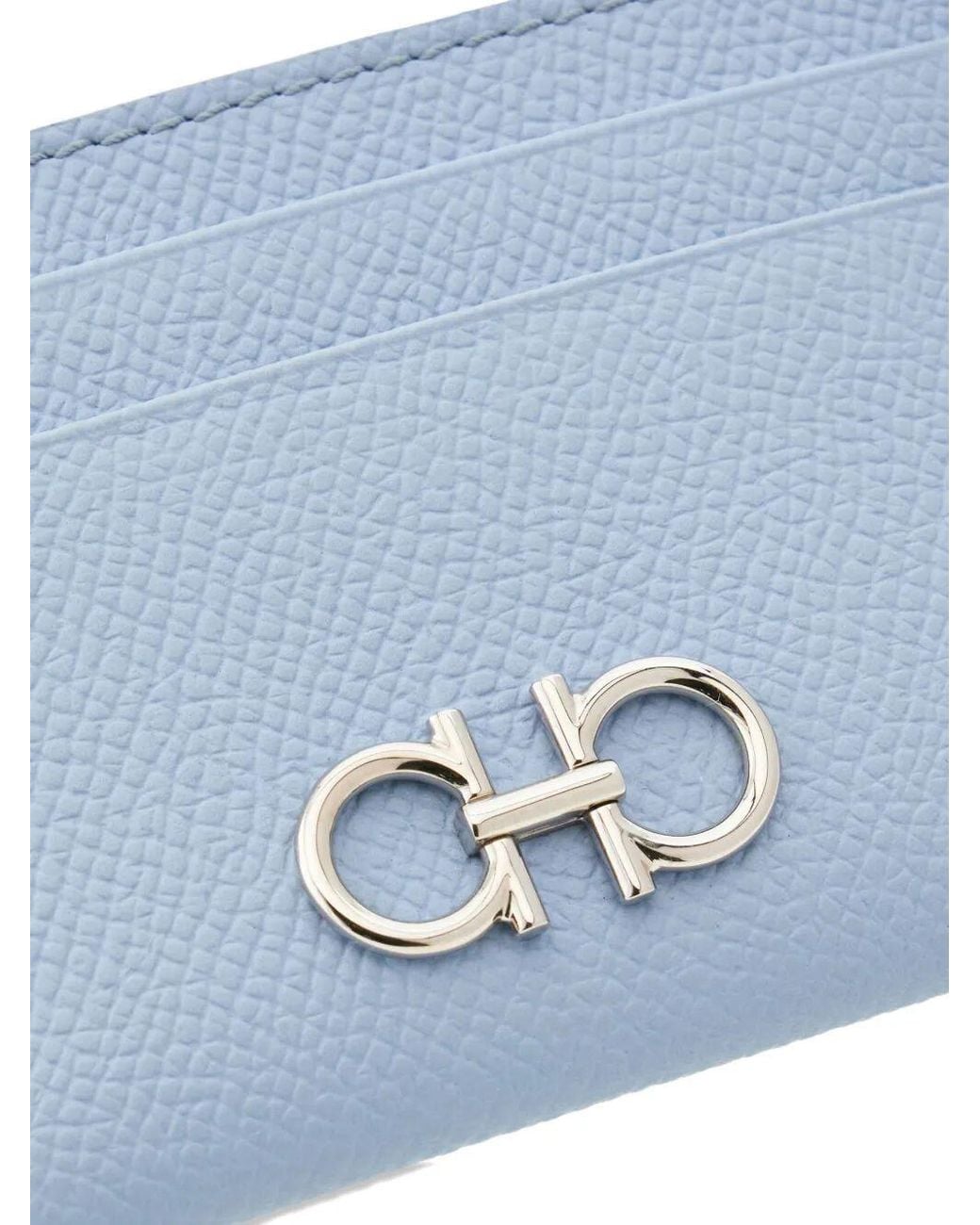 Ferragamo Blue Gancini Leather Card Holder