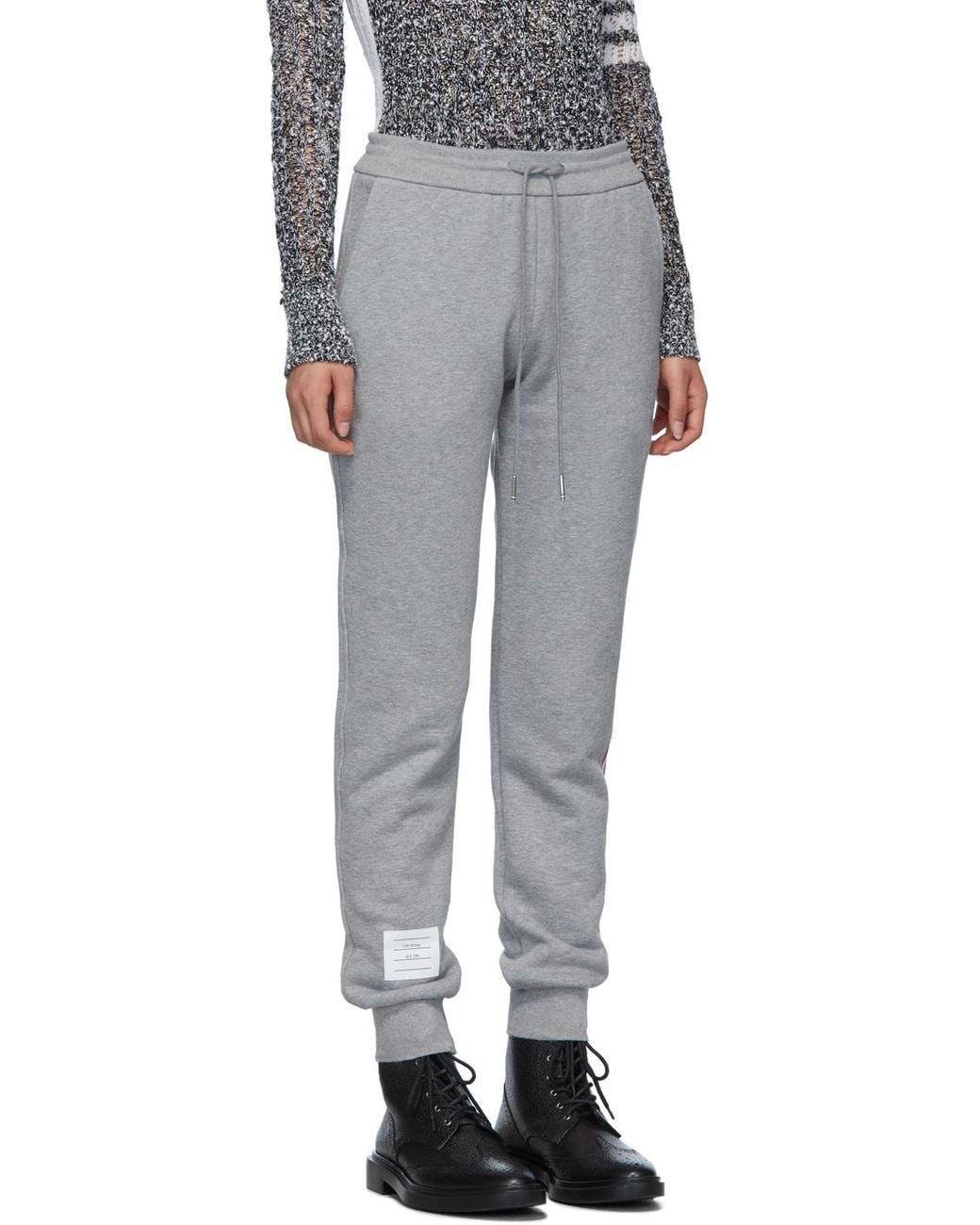 Thom Browne Gray Rwb Side Stripe Sweatpants