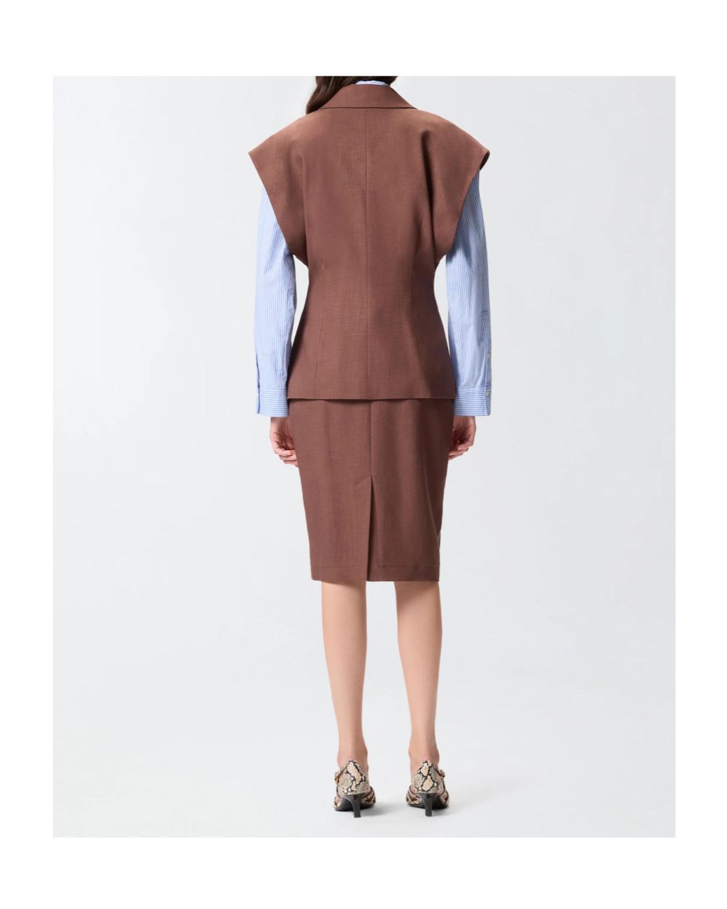 Pinko Brown Single-Breasted Sleeveless Blazer